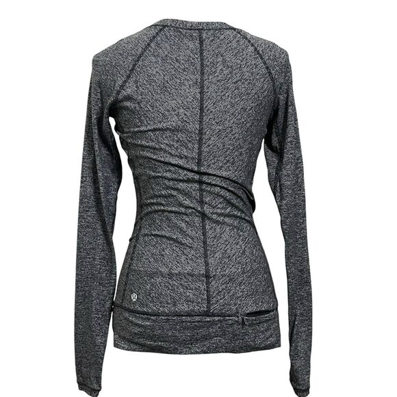 Lululemon Race Your Pace Long Sleeve Shirt In Wee Stripe Heathered Black Size 4 - Picture 3 of 10